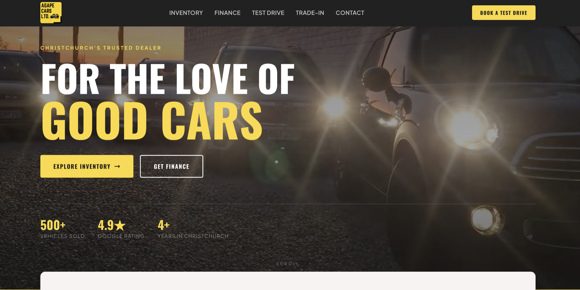 Agape Cars admin panel — vehicle inventory management